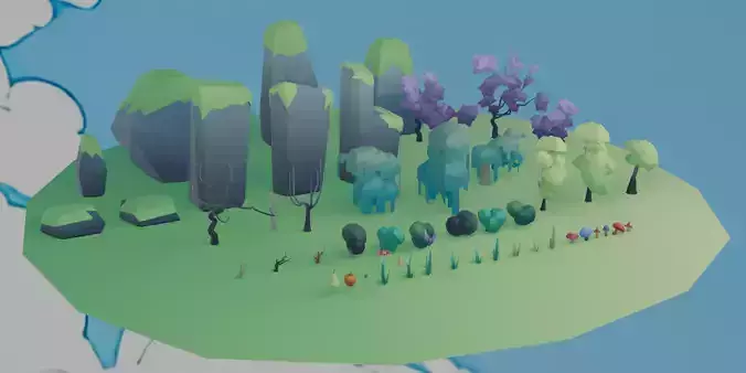 Low Poly Nature Set Low-poly 3D model
