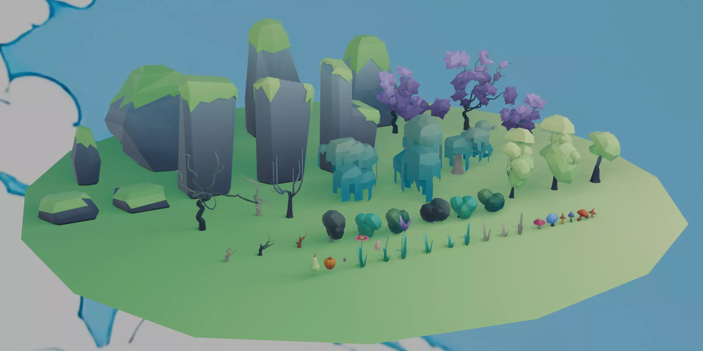 Low Poly Nature Set Low-poly 3D model_0