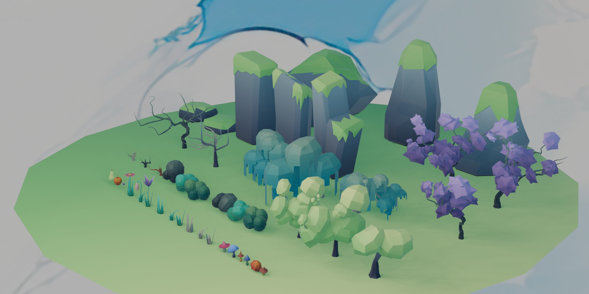 Low Poly Nature Set Low-poly 3D model_1
