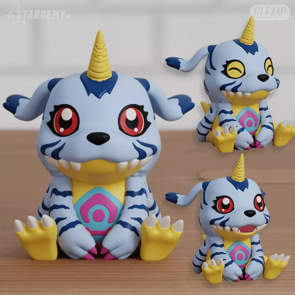 Gabumon Chibi 3 Models Digimon Adventure Easy Print 3D print model_0