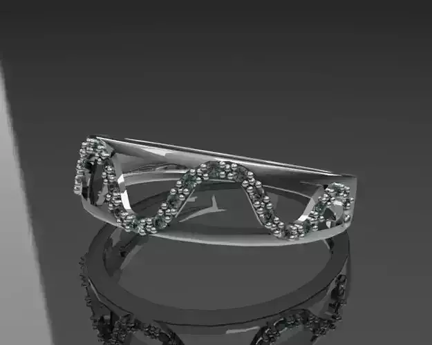 S-shaped ring set with stones