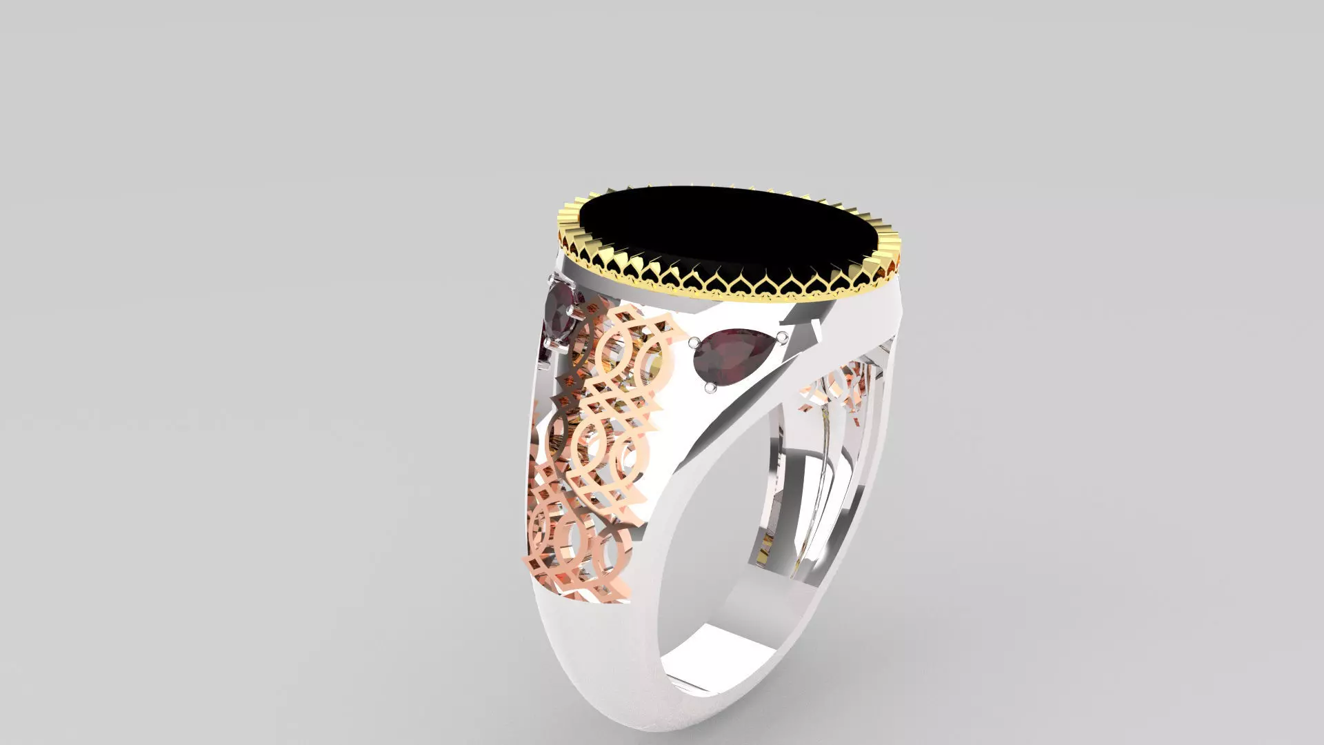 3D Printing  model  men ring 2 Pieces Silver and Bronze 3D print model_0
