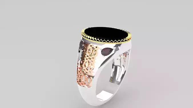 3D Printing  model  men ring 2 Pieces Silver and Bronze 3D print model