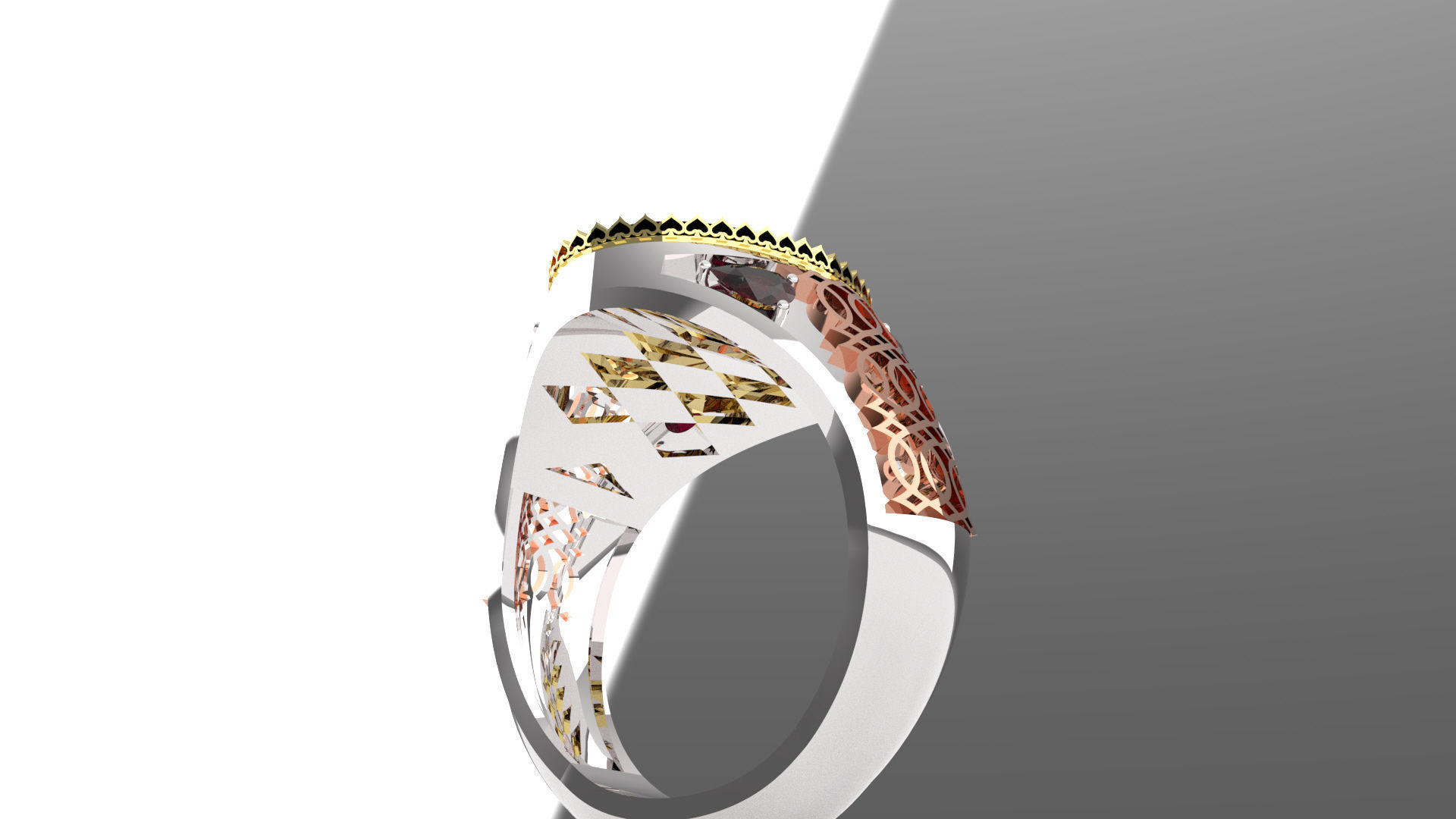 3D Printing  model  men ring 2 Pieces Silver and Bronze 3D print model_1