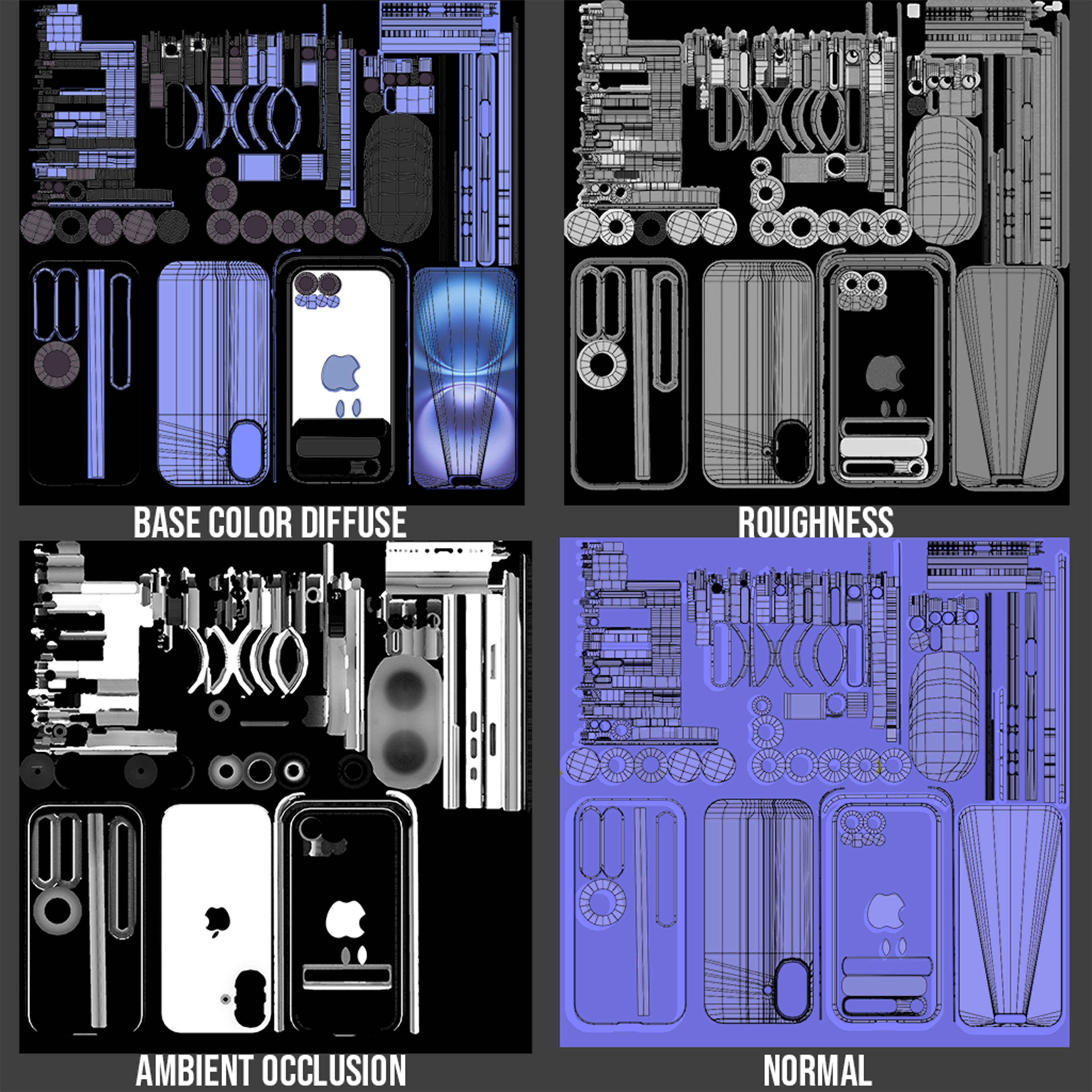 Apple iPhone 16 Ultramarine  Low-poly 3D model_22