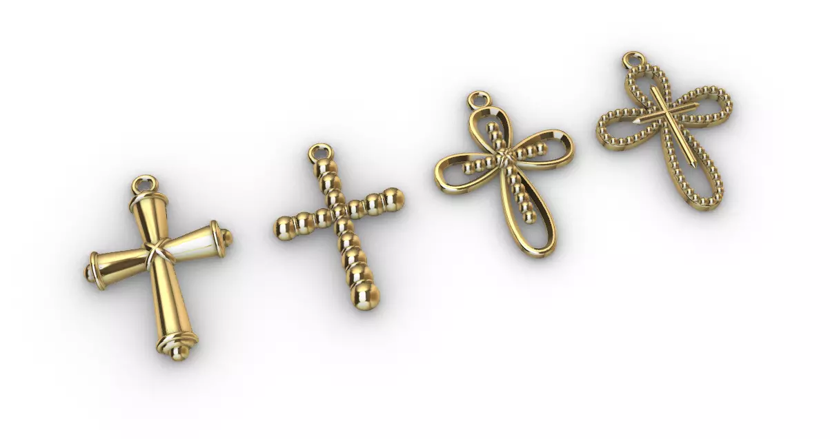 CROSS PENDANT 4 PCS 3D print model_0