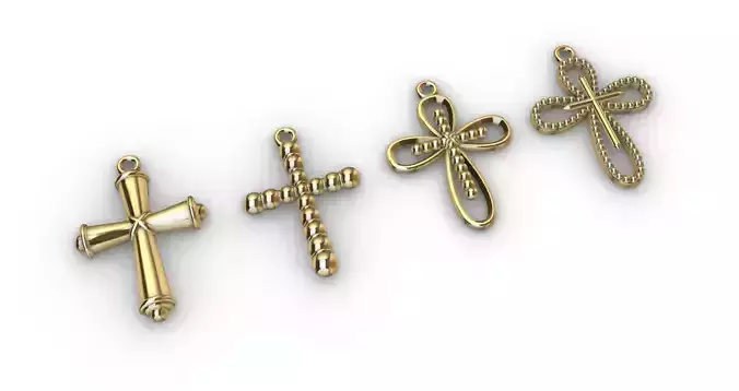 CROSS PENDANT 4 PCS 3D print model