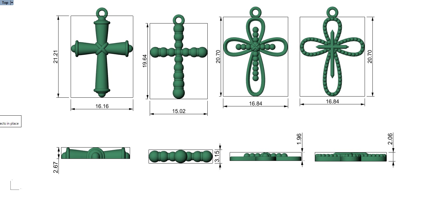 CROSS PENDANT 4 PCS 3D print model_9