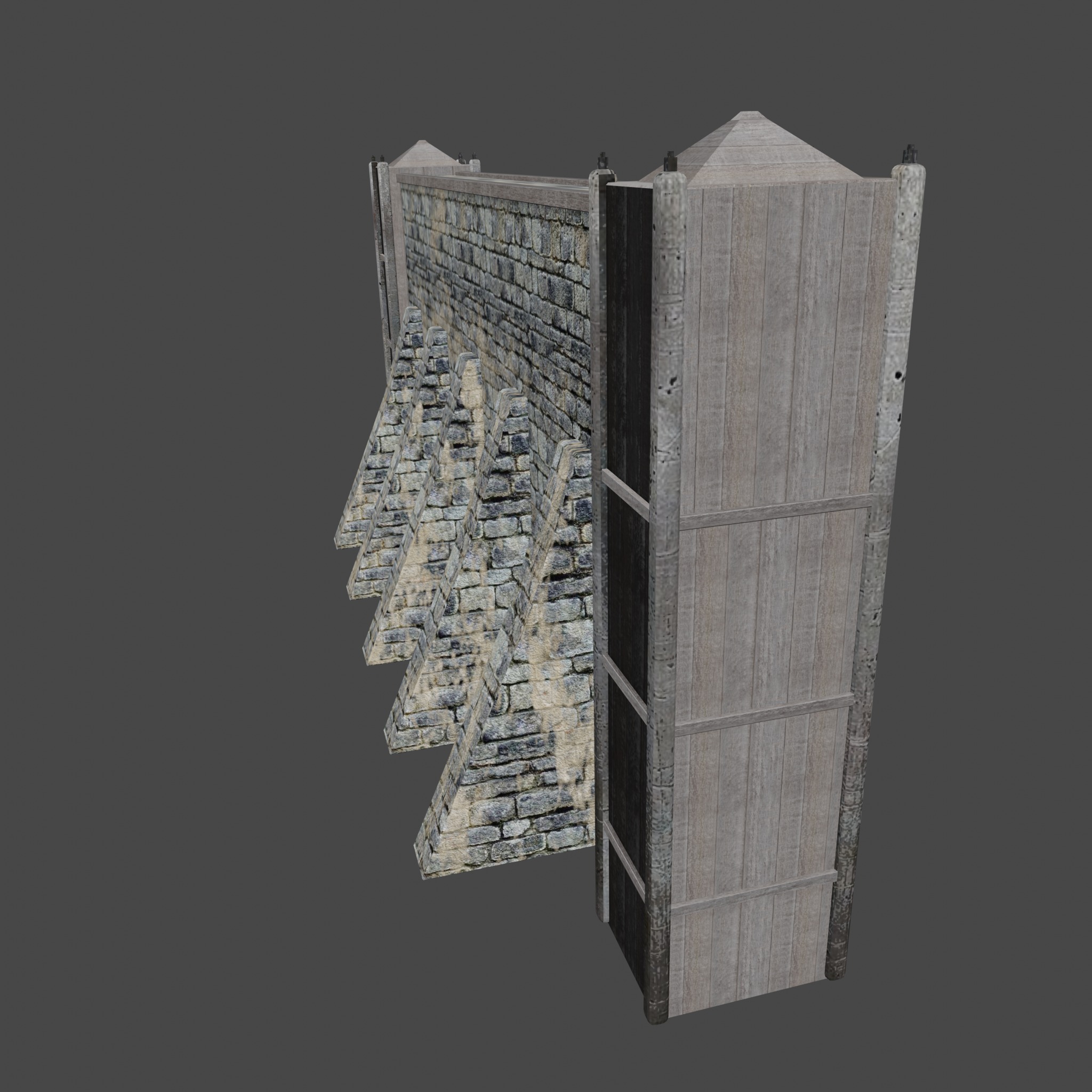 Stone Wall Low-poly 3D model_1