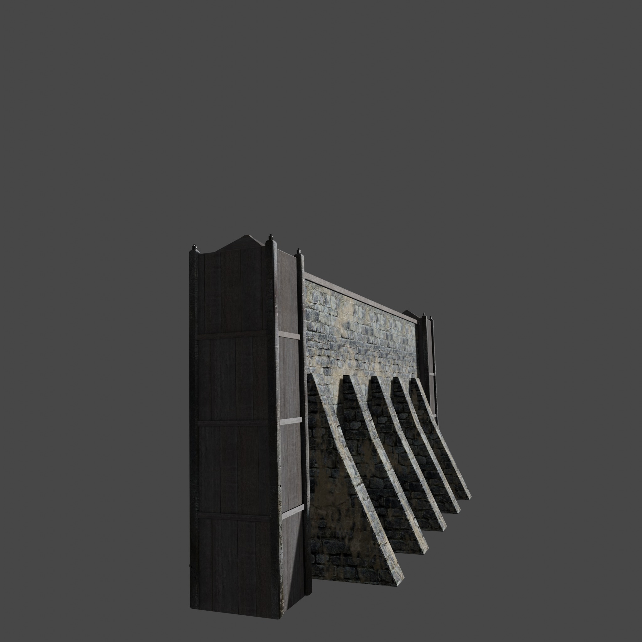 Stone Wall Low-poly 3D model_2