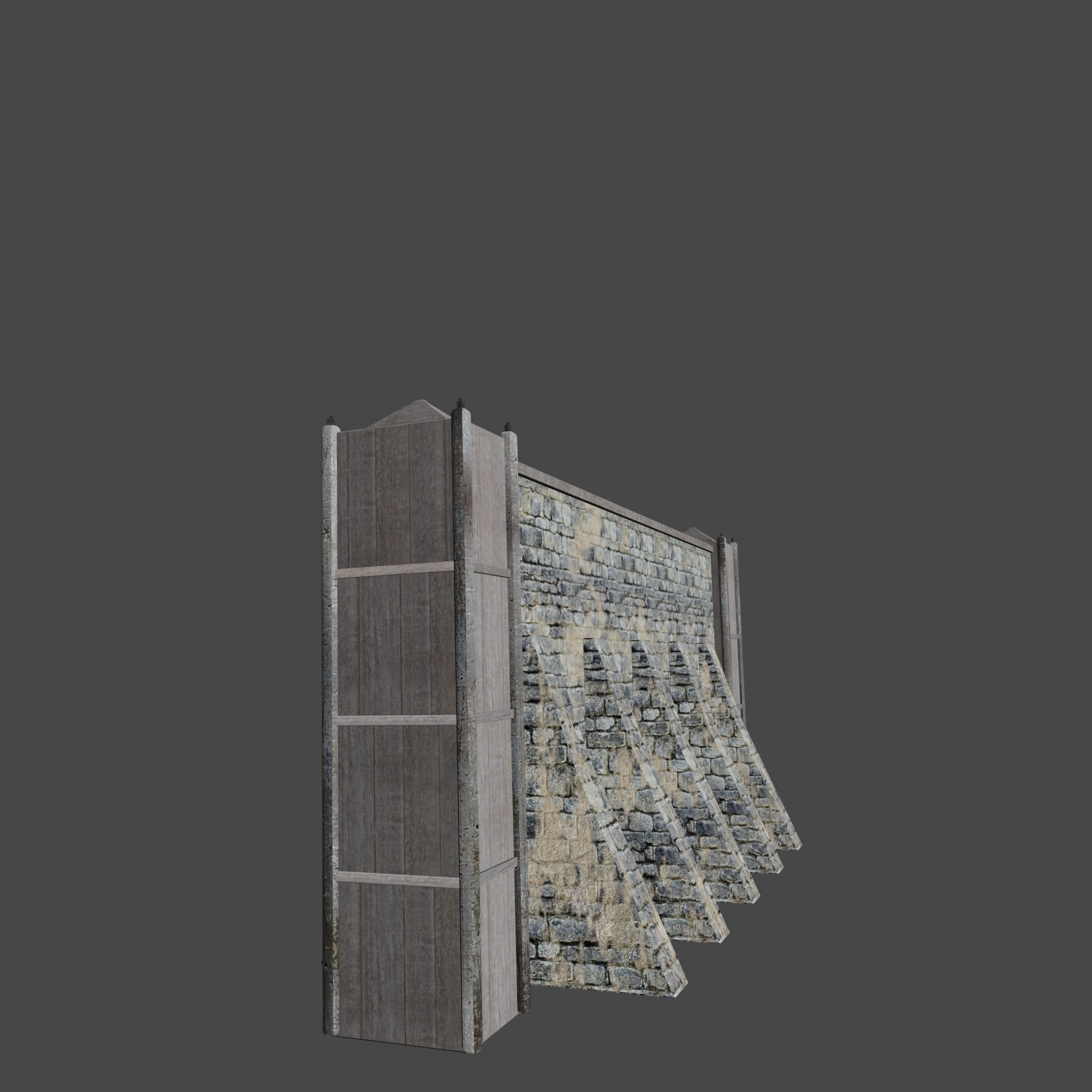Stone Wall Low-poly 3D model_3
