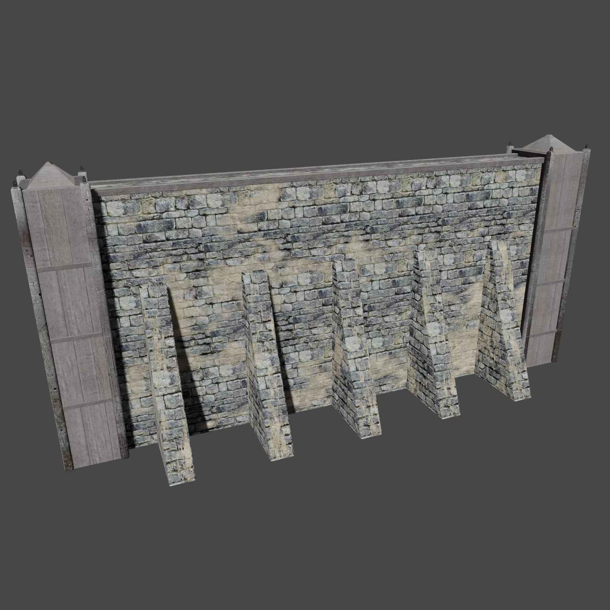 Stone Wall Low-poly 3D model_0