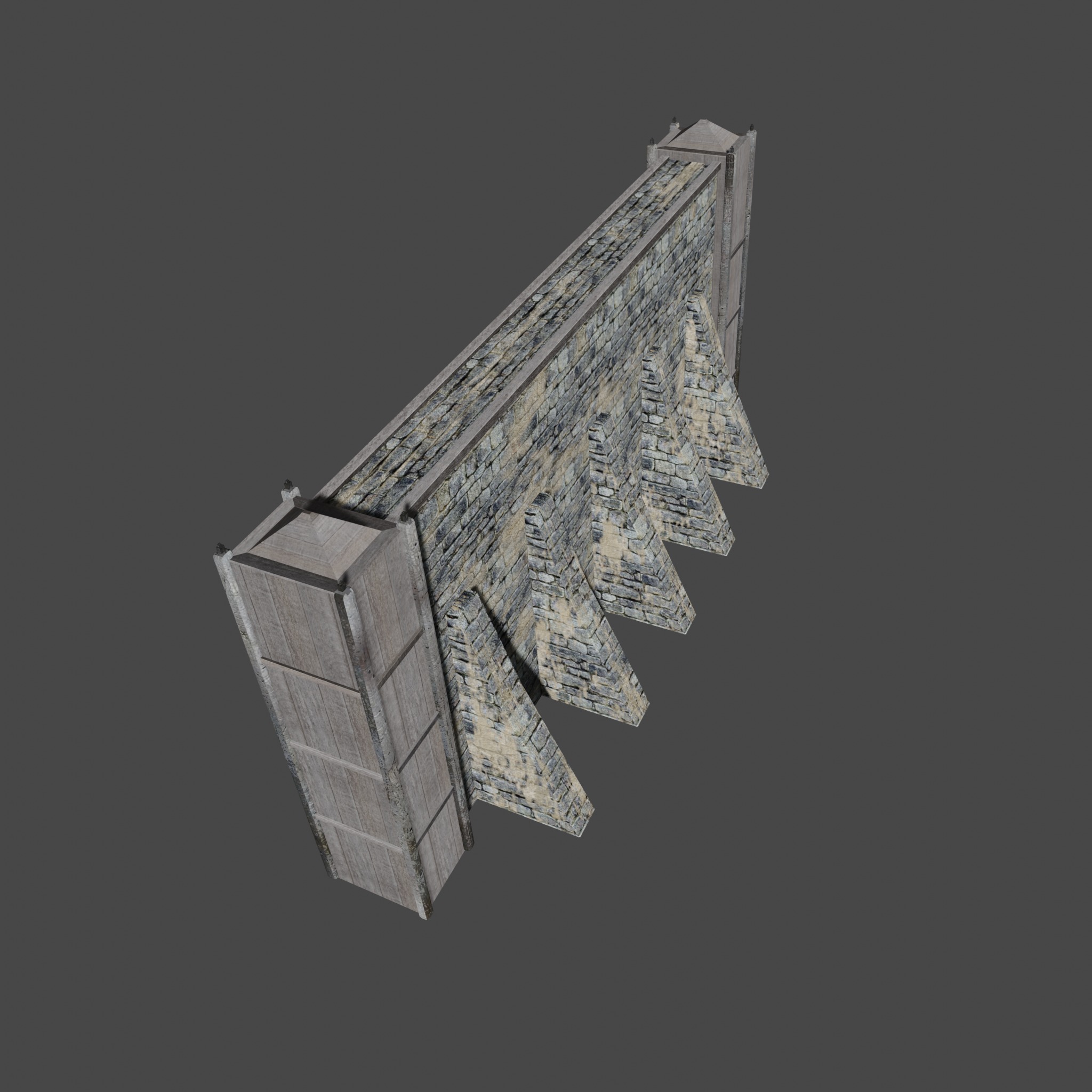 Stone Wall Low-poly 3D model_4