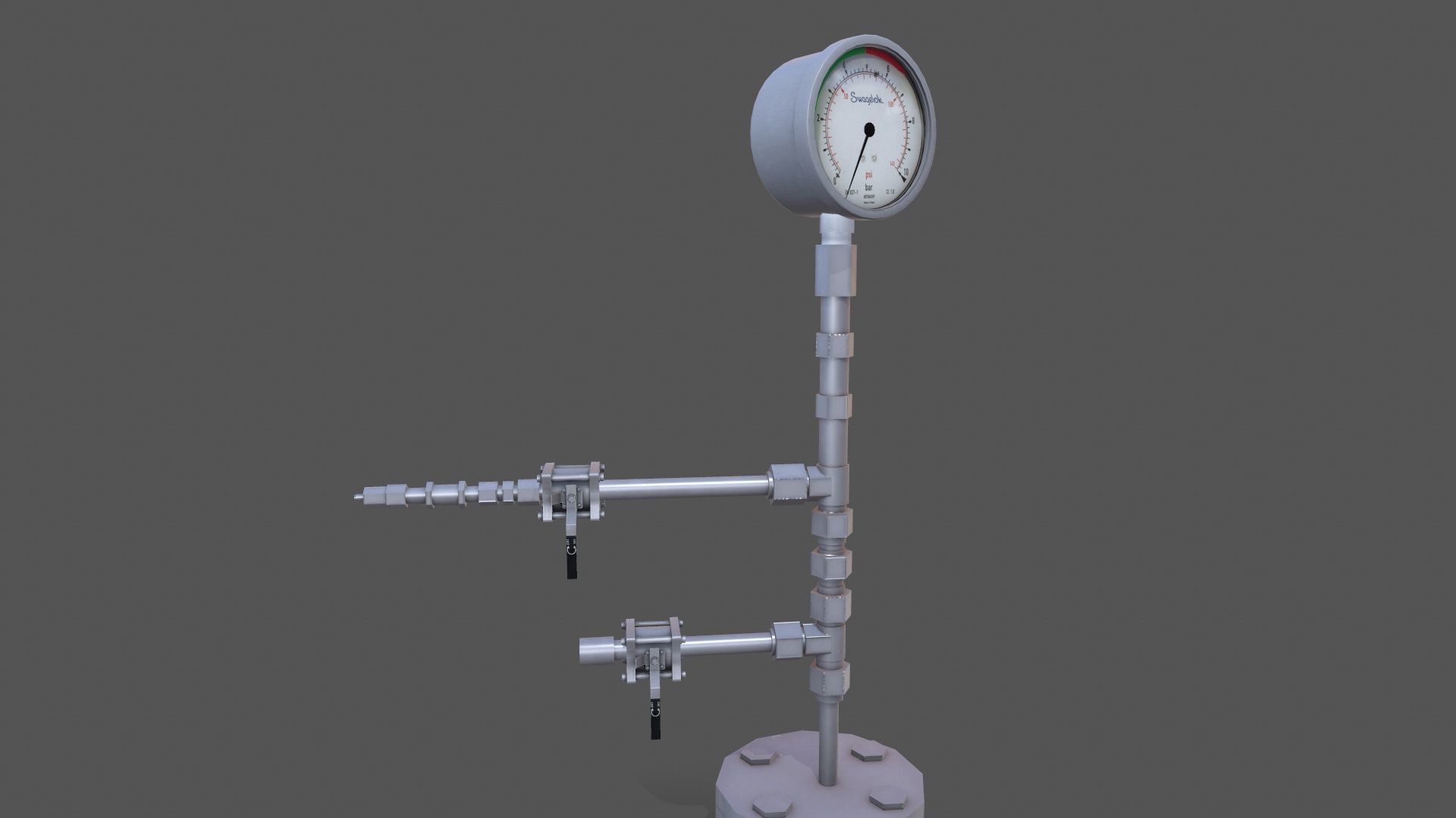 Meter and Small Valve Low-poly 3D model_8