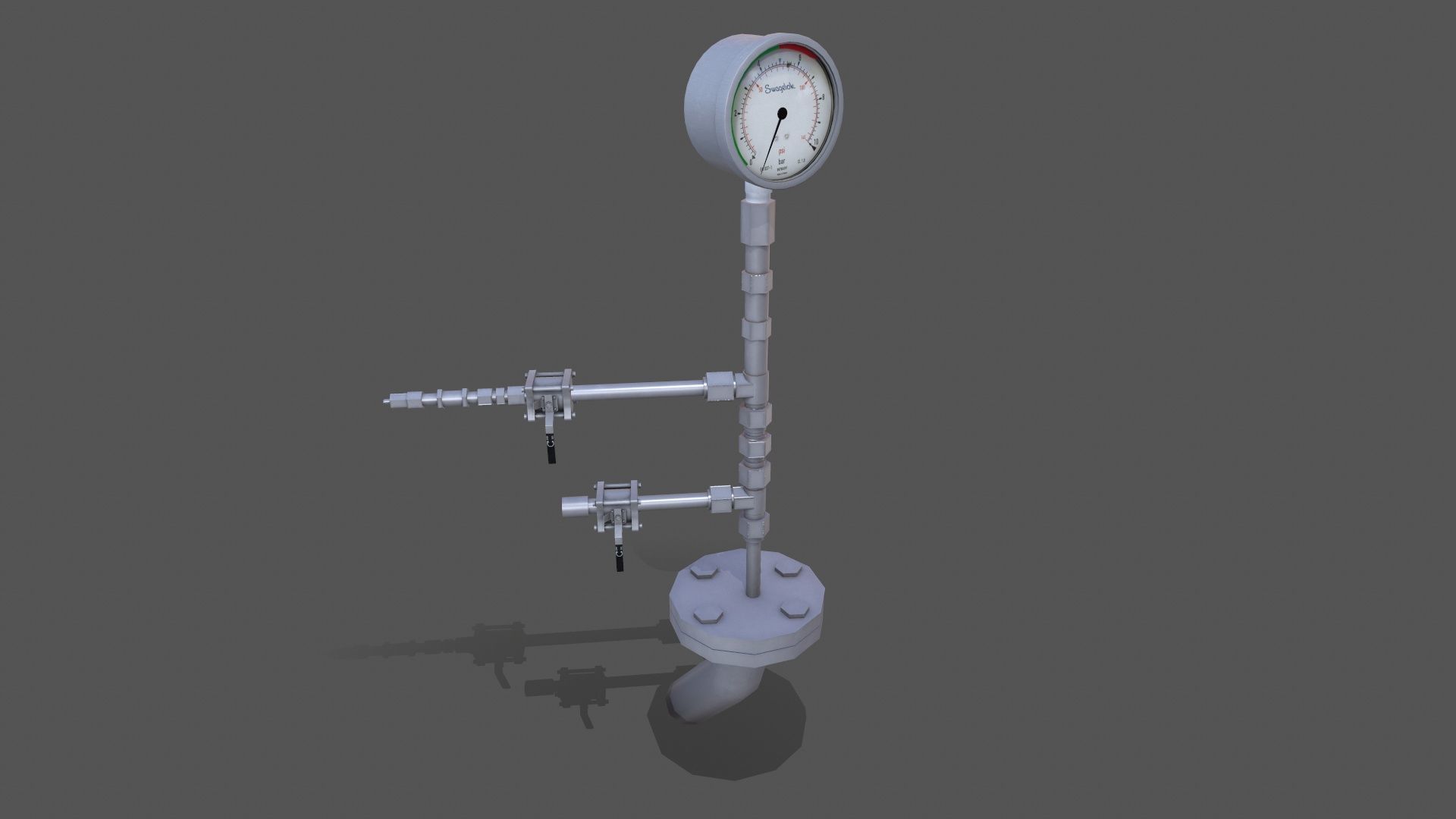 Meter and Small Valve Low-poly 3D model_9