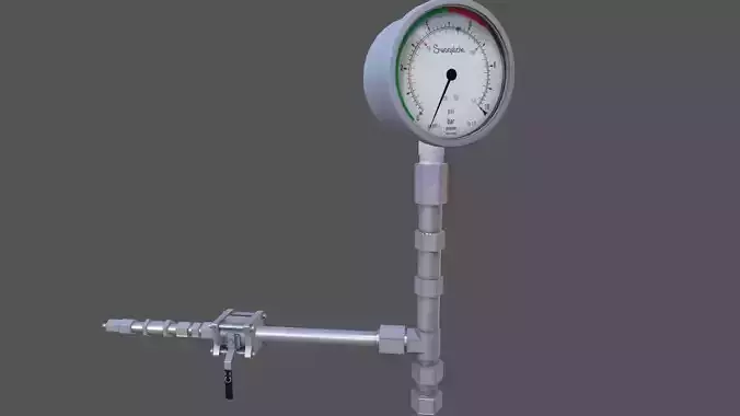 Meter and Small Valve Low-poly 3D model
