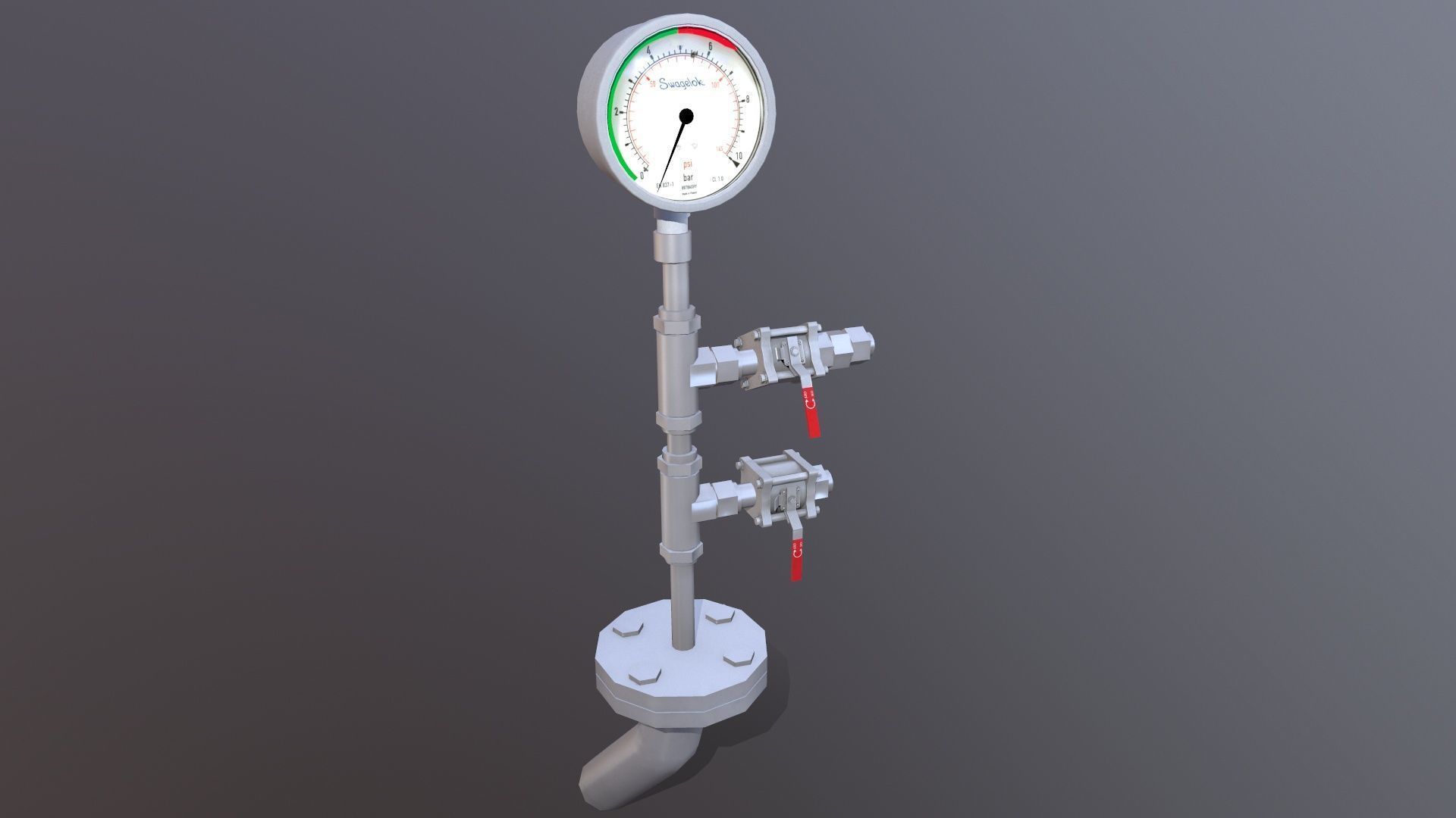 Meter and Small Valve Low-poly 3D model_12