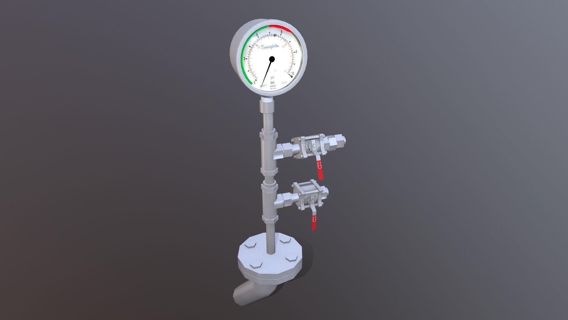 Meter and Small Valve Low-poly 3D model_8