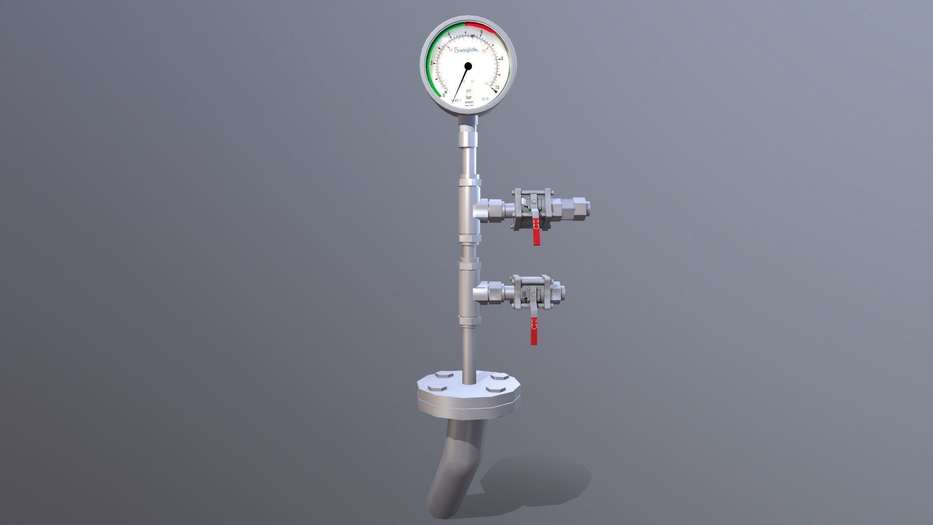 Meter and Small Valve Low-poly 3D model_2