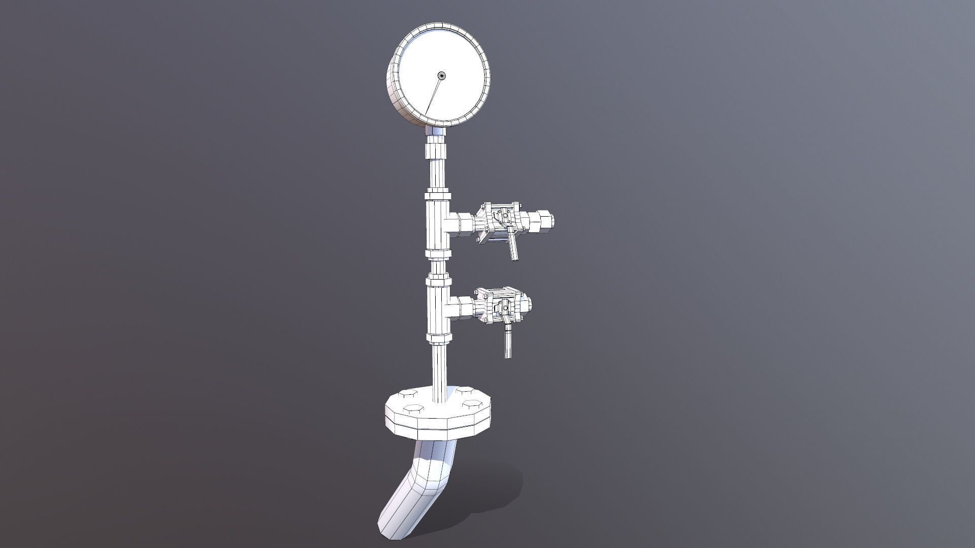 Meter and Small Valve Low-poly 3D model_16