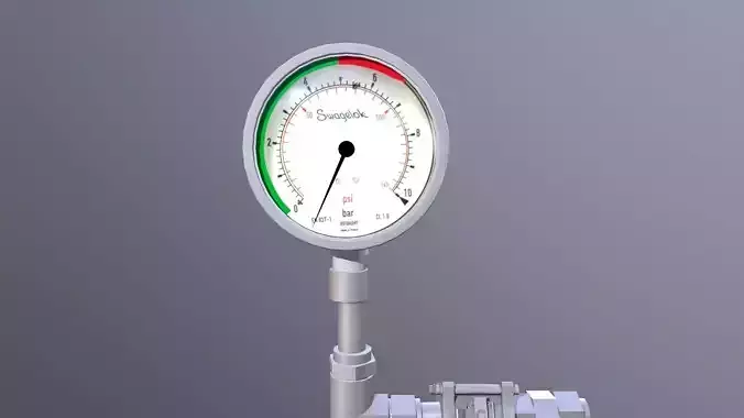 Meter and Small Valve Low-poly 3D model