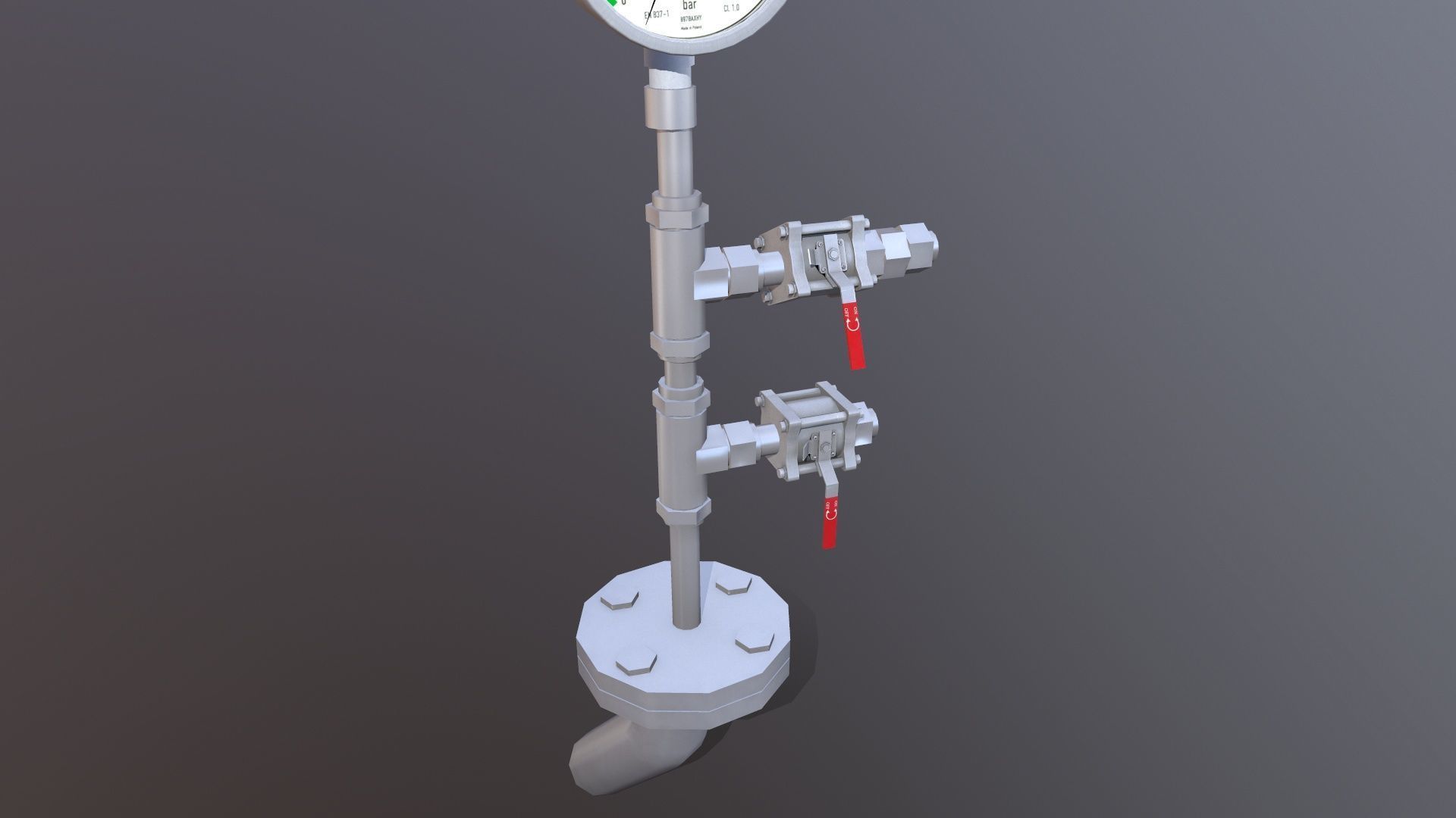 Meter and Small Valve Low-poly 3D model_7