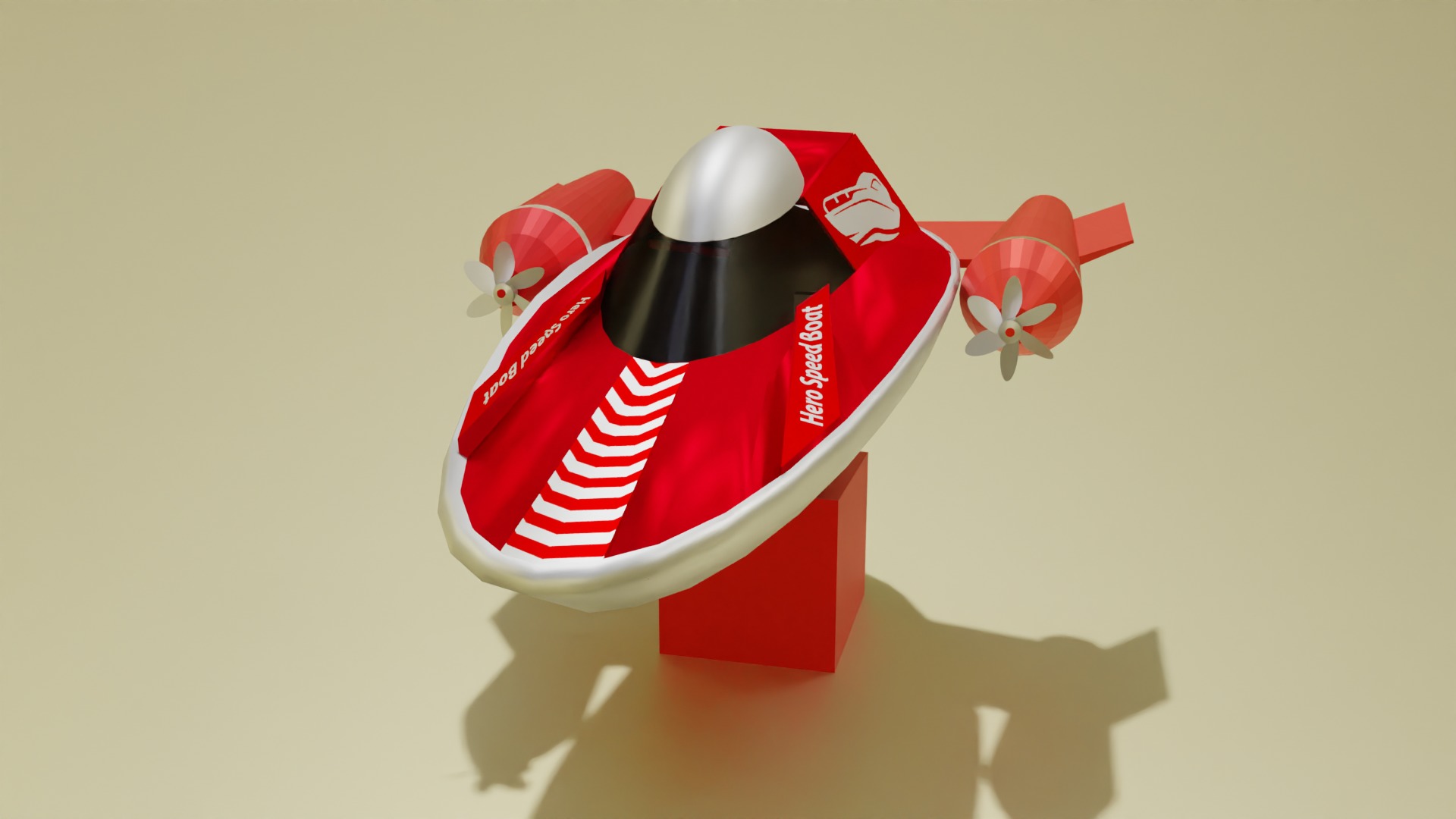 3D Speed Boat Model Water Craft Cute Speed boat Low-poly 3D model_2