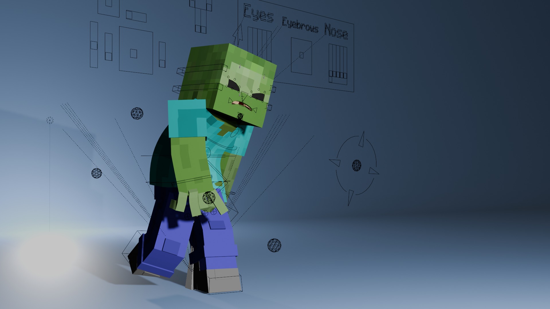 Minecraft Zombie  Animated 3D Low-poly 3D model_22