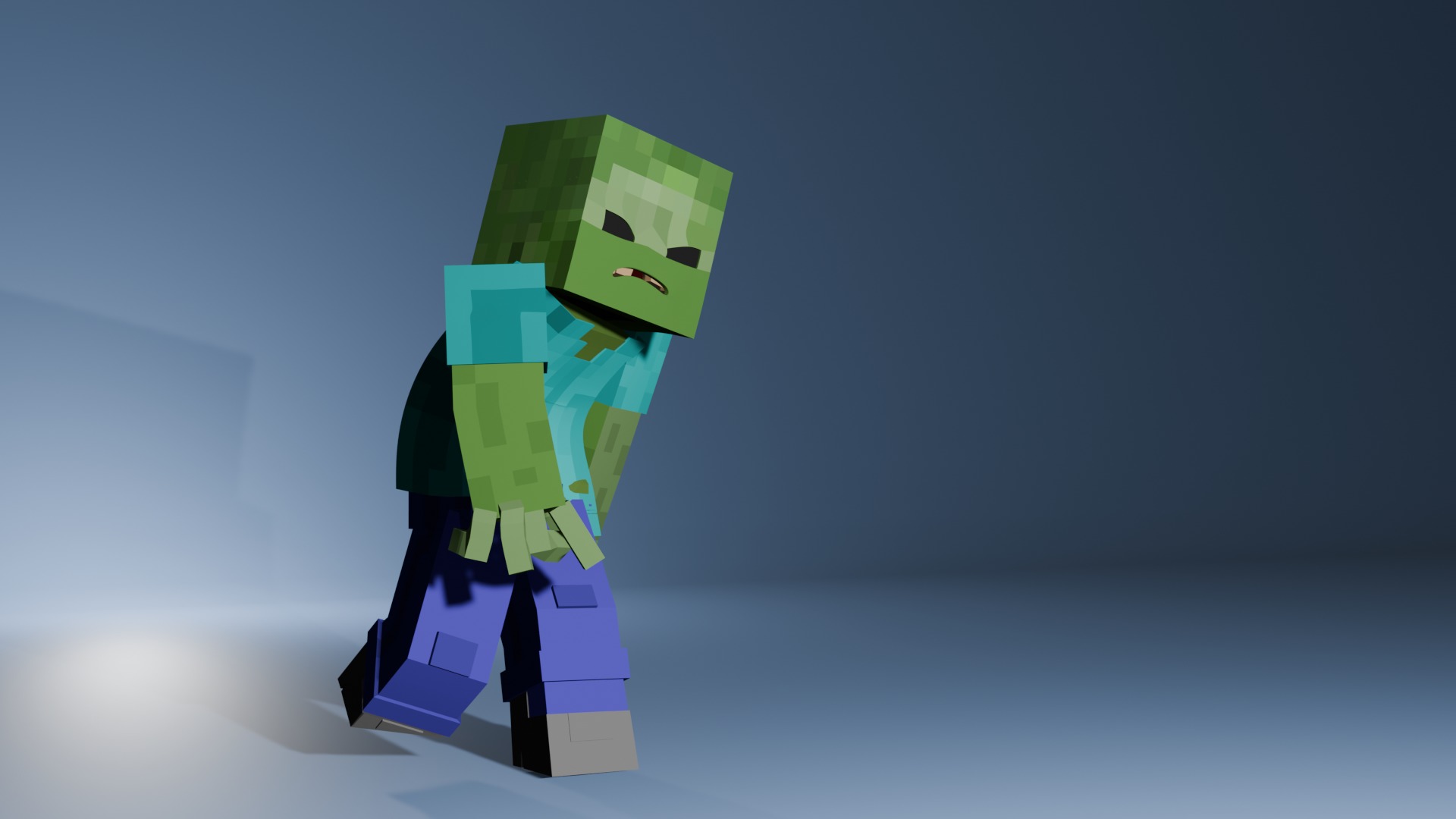 Minecraft Zombie  Animated 3D Low-poly 3D model_11