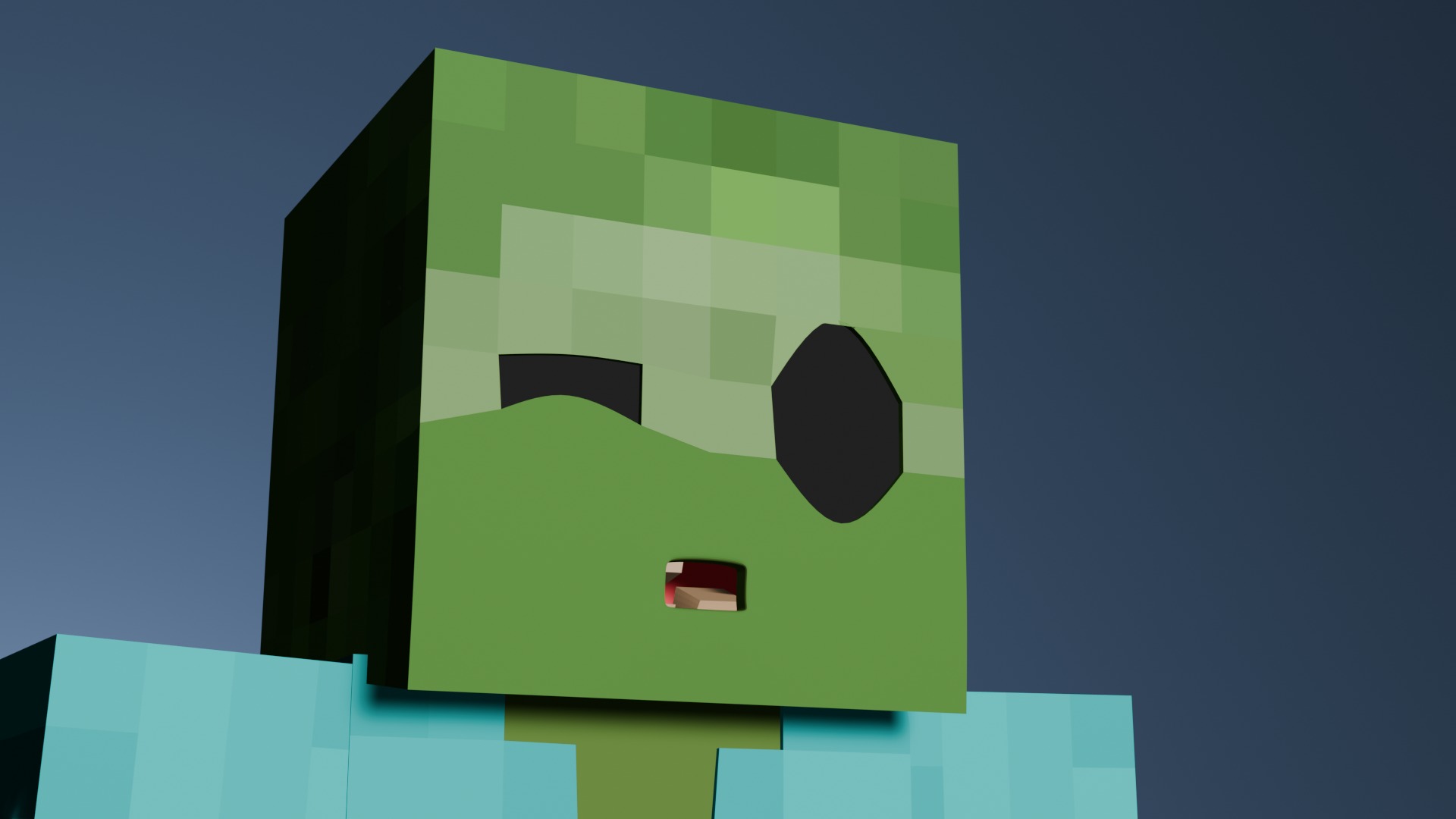 Minecraft Zombie  Animated 3D Low-poly 3D model_9