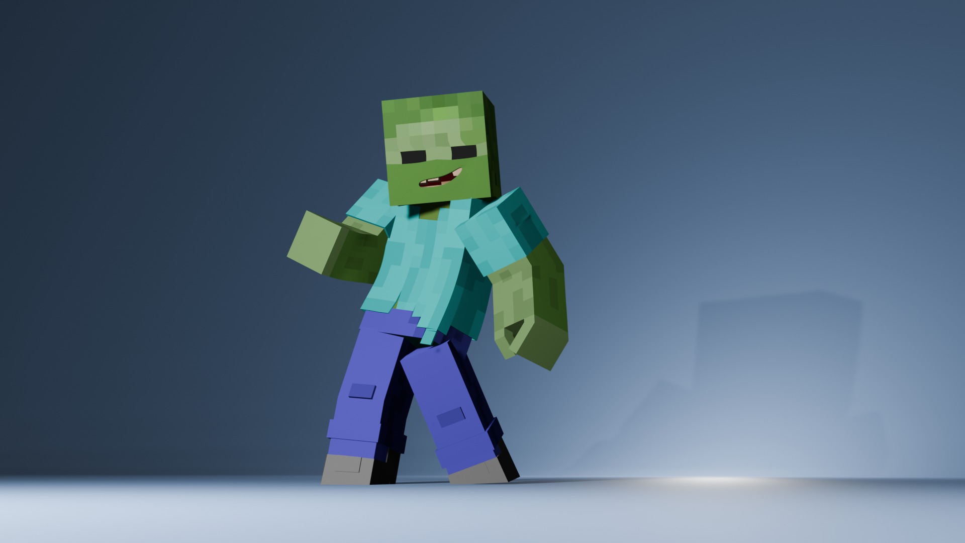Minecraft Zombie  Animated 3D Low-poly 3D model_10