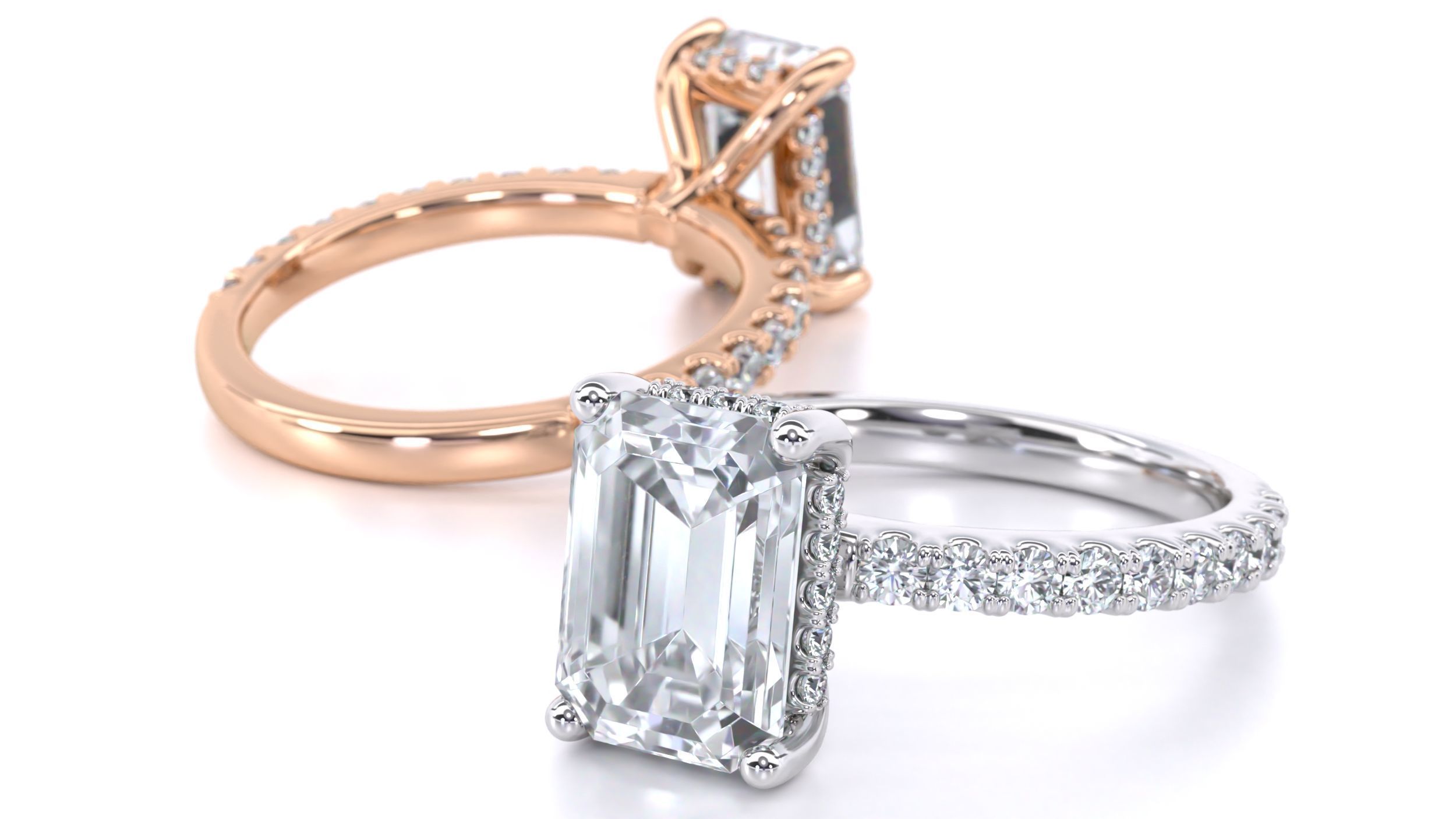 Emerald Cut Engagement Ring with belt 3D print model_2