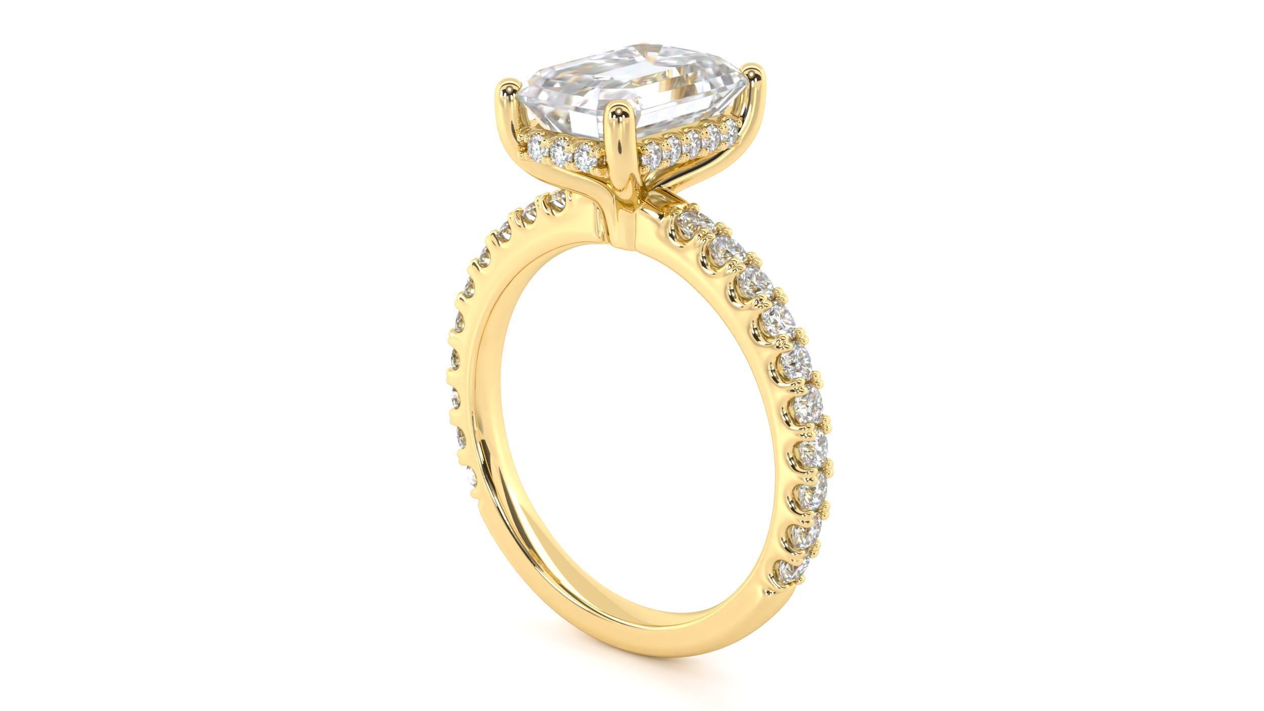 Emerald Cut Engagement Ring with belt 3D print model_28