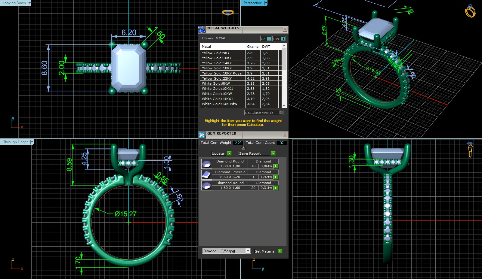 Emerald Cut Engagement Ring with belt 3D print model_10