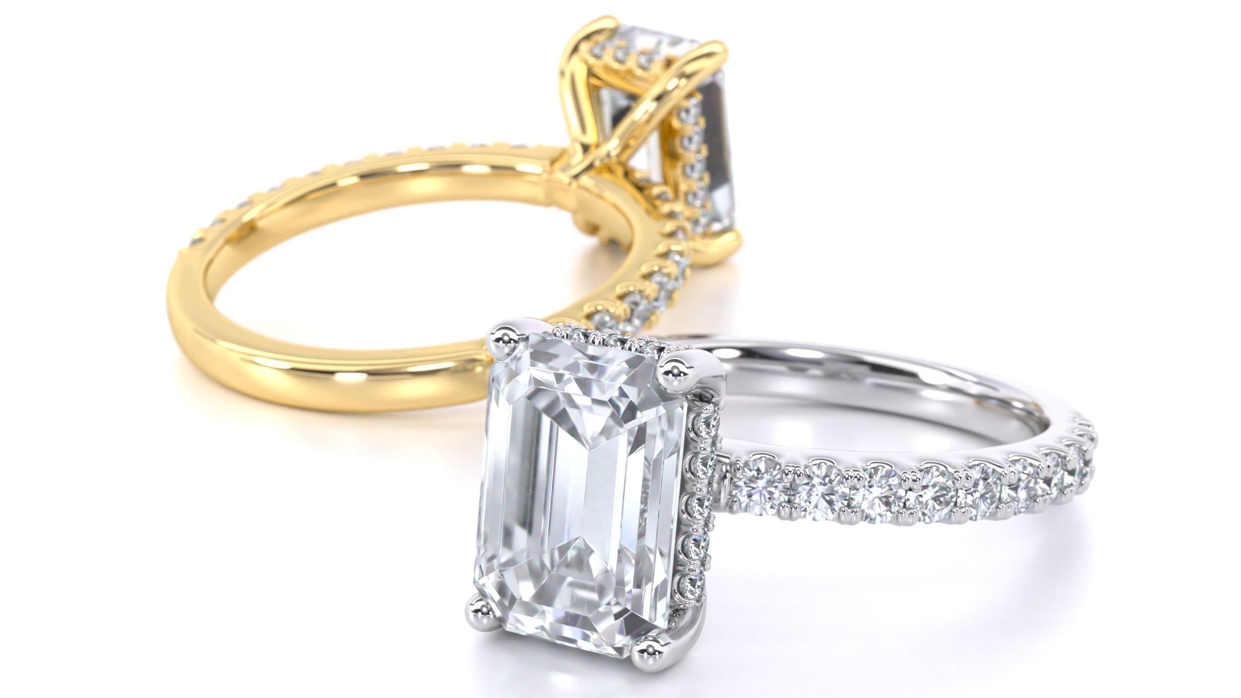 Emerald Cut Engagement Ring with belt 3D print model_1