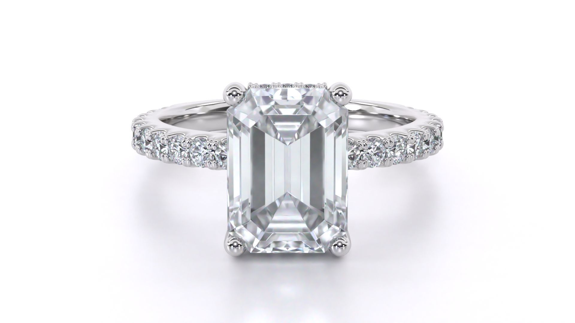 Emerald Cut Engagement Ring with belt 3D print model_6