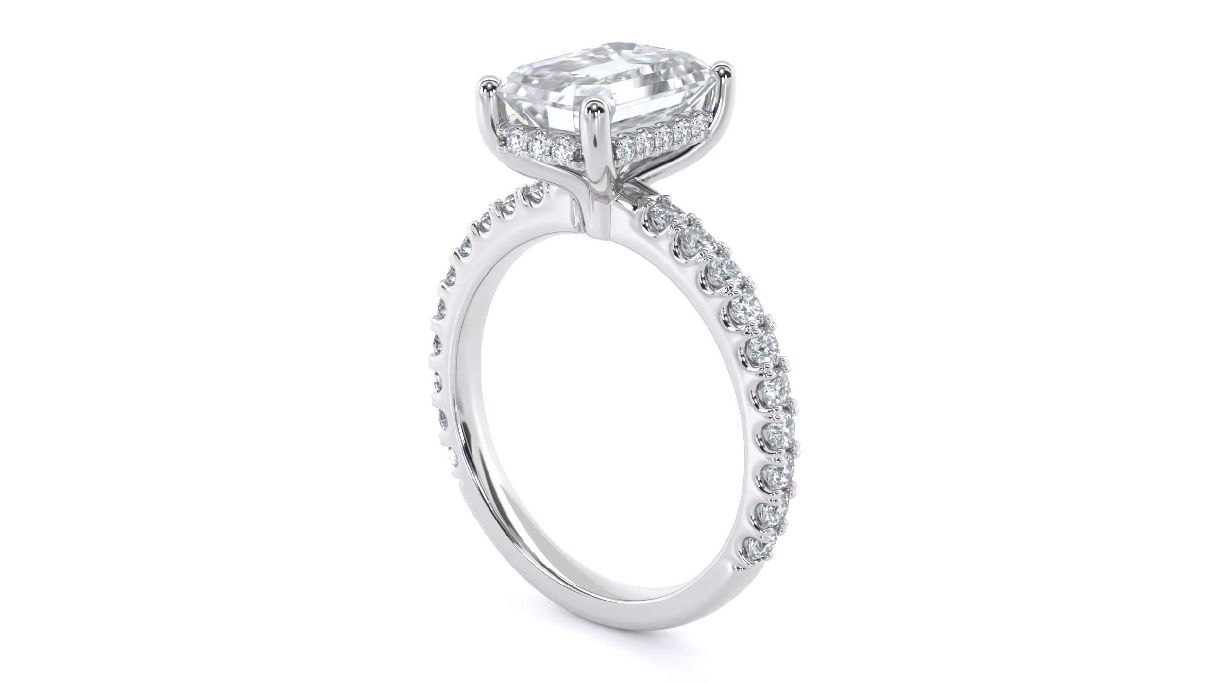 Emerald Cut Engagement Ring with belt 3D print model_27