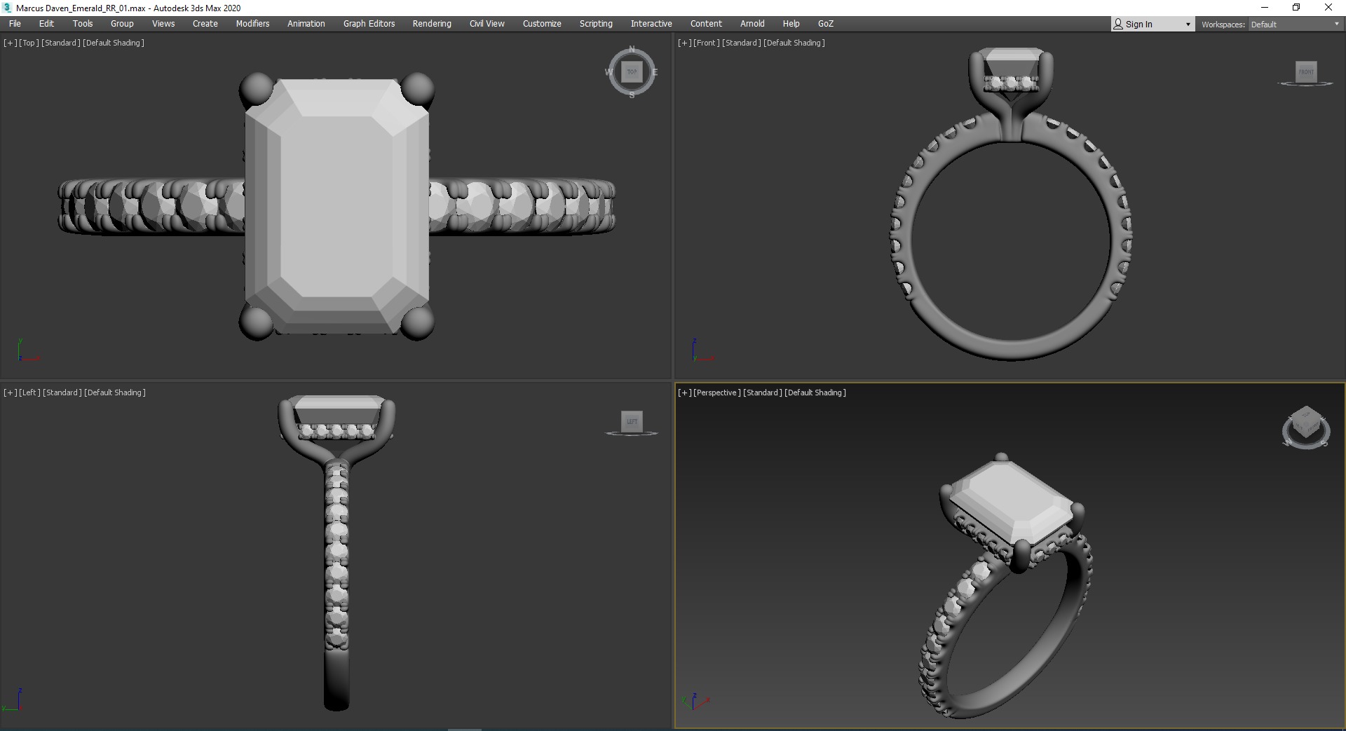 Emerald Cut Engagement Ring with belt 3D print model_9
