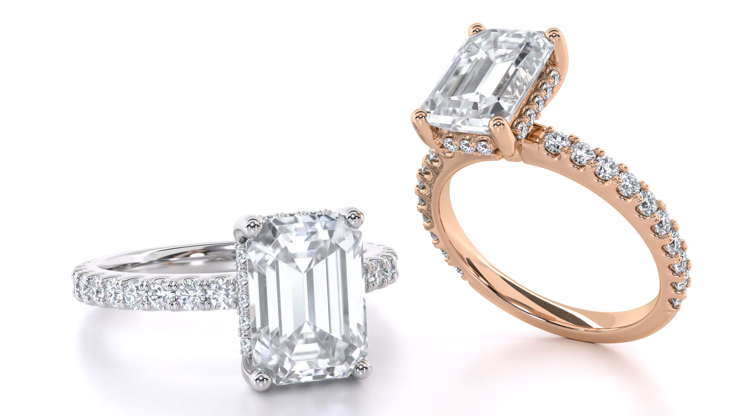 Emerald Cut Engagement Ring with belt 3D print model_21