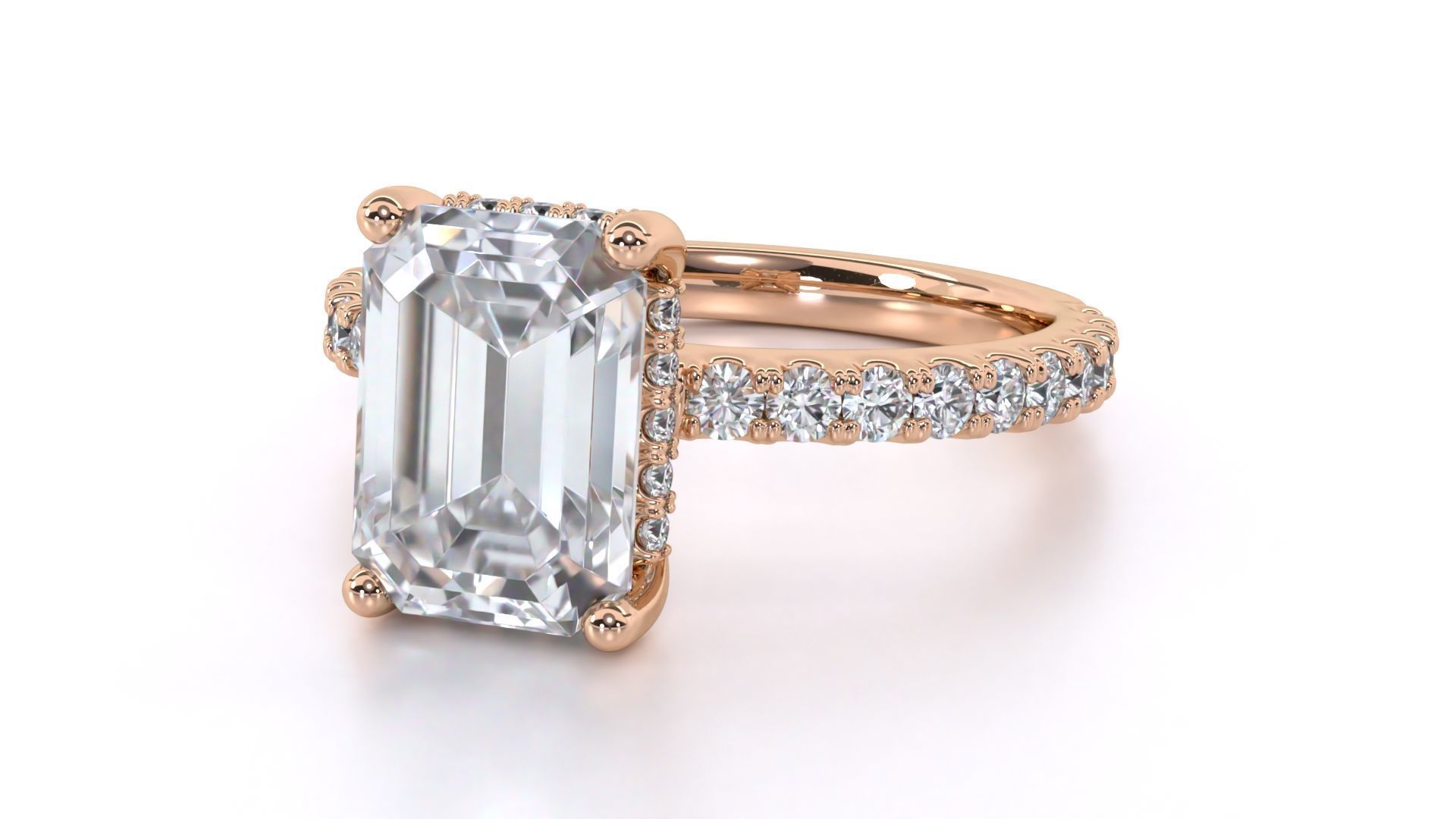 Emerald Cut Engagement Ring with belt 3D print model_5