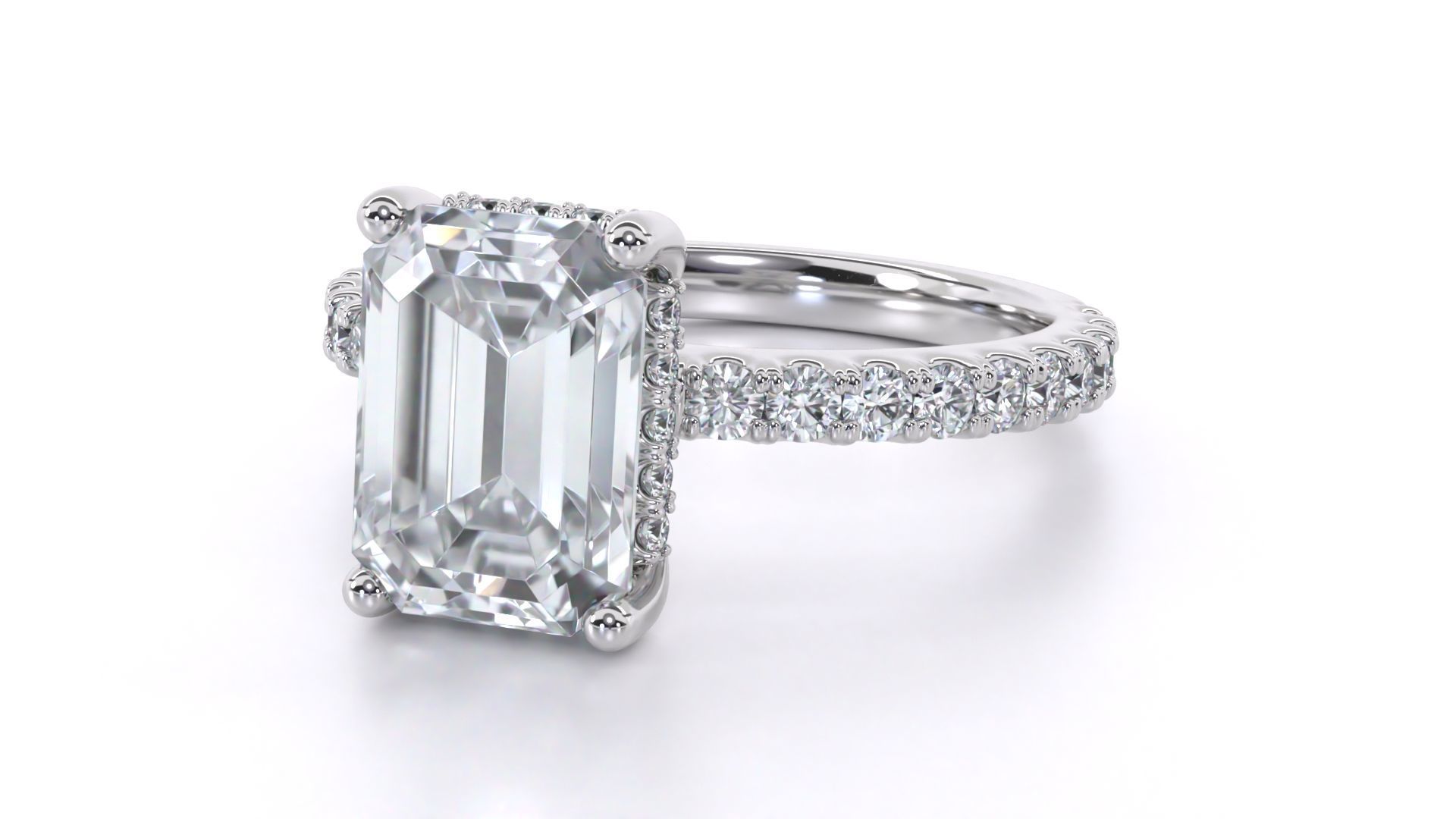 Emerald Cut Engagement Ring with belt 3D print model_3