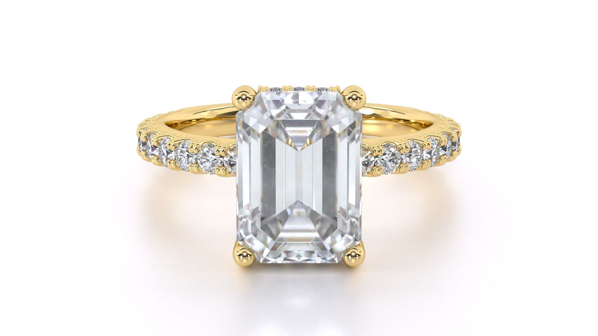 Emerald Cut Engagement Ring with belt 3D print model_7