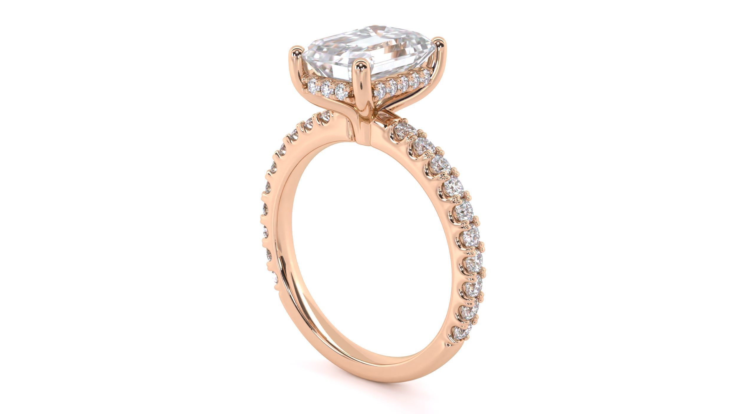 Emerald Cut Engagement Ring with belt 3D print model_26