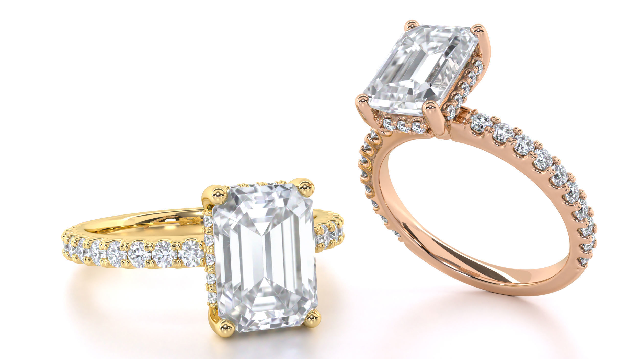 Emerald Cut Engagement Ring with belt 3D print model_22