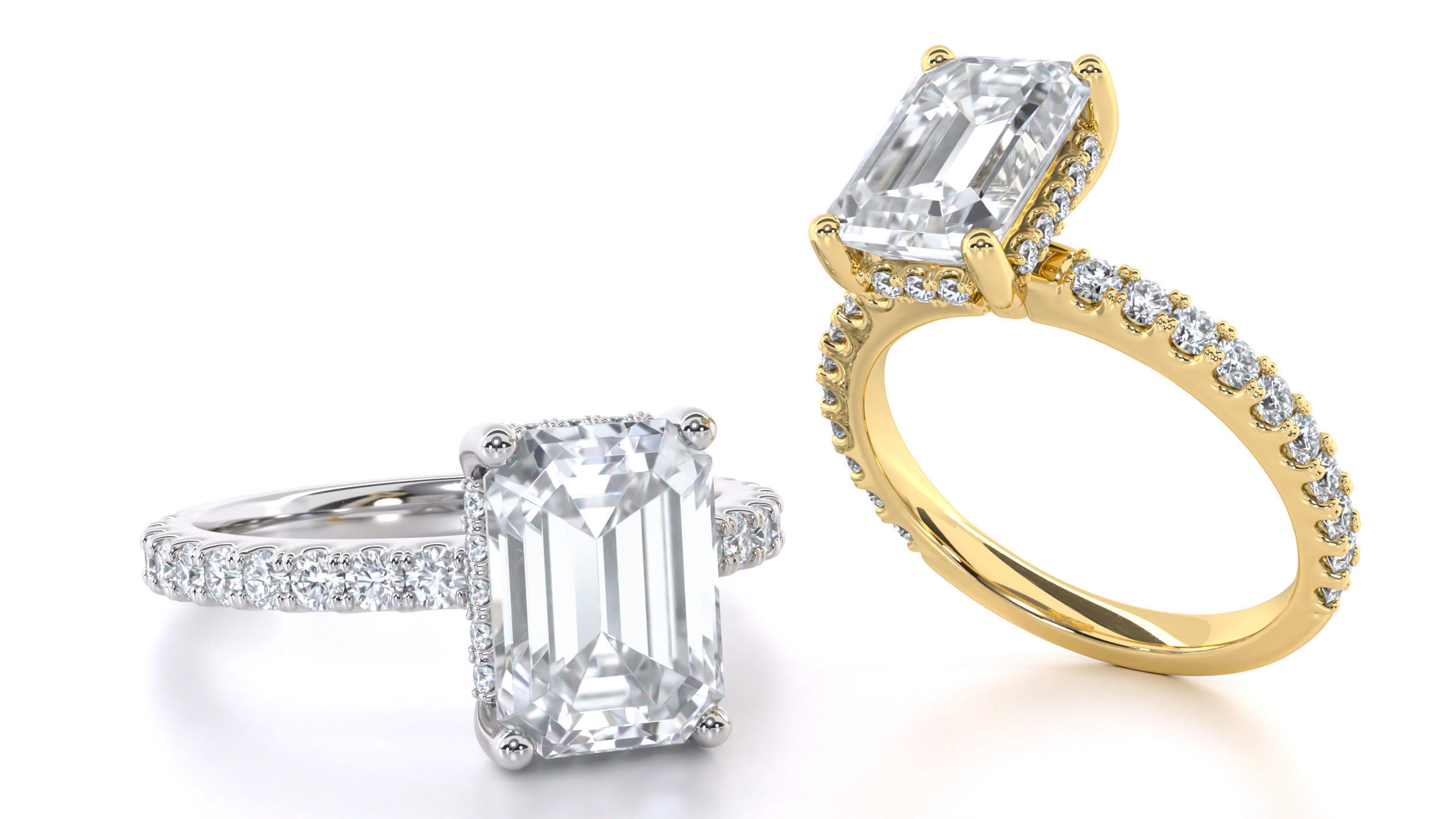 Emerald Cut Engagement Ring with belt 3D print model_20