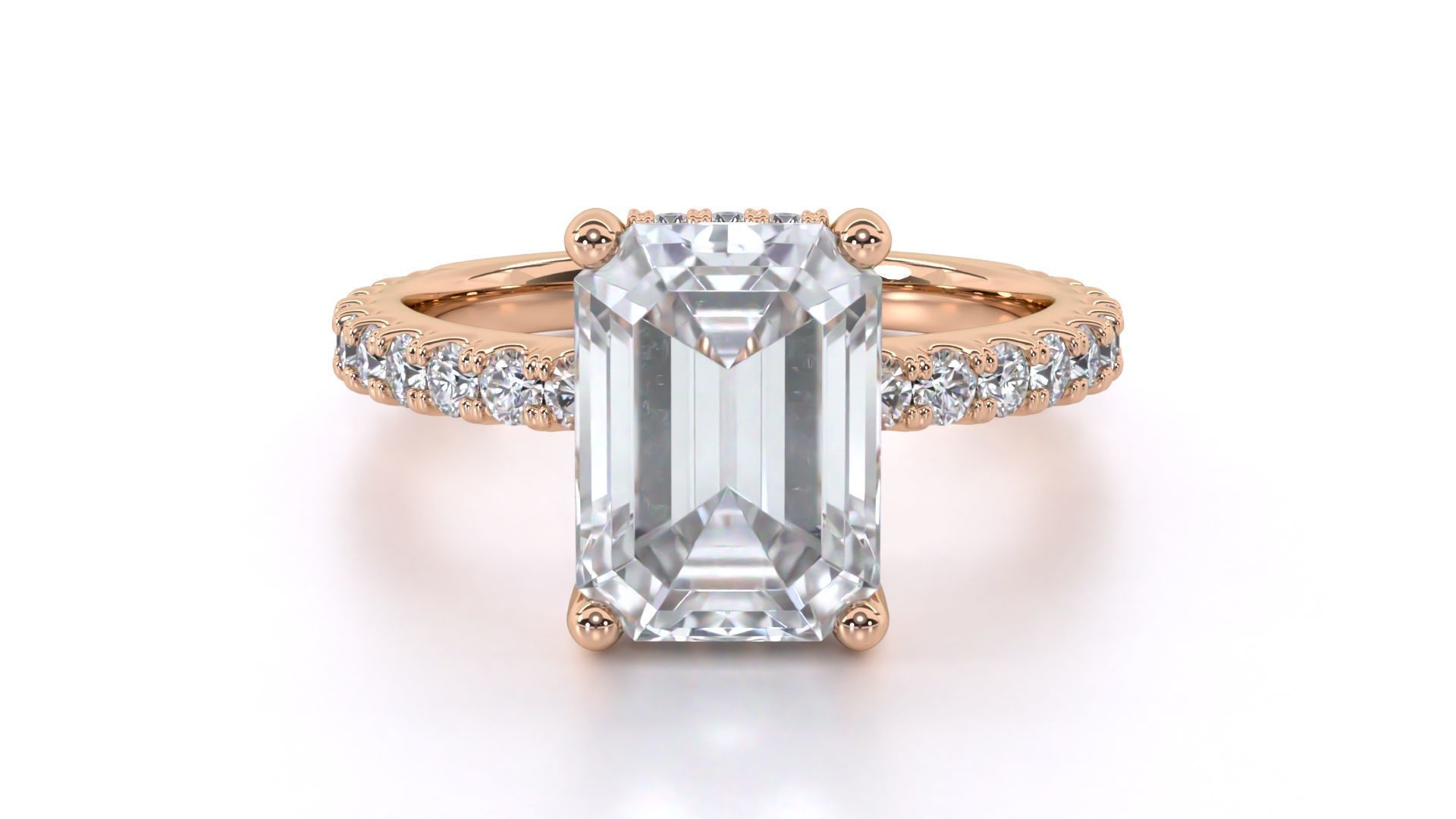 Emerald Cut Engagement Ring with belt 3D print model_8