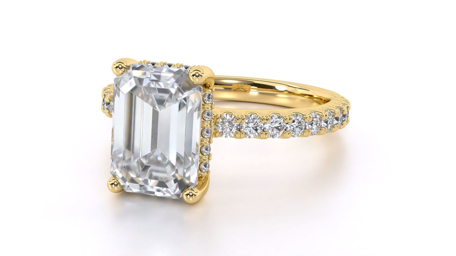 Emerald Cut Engagement Ring with belt 3D print model_4