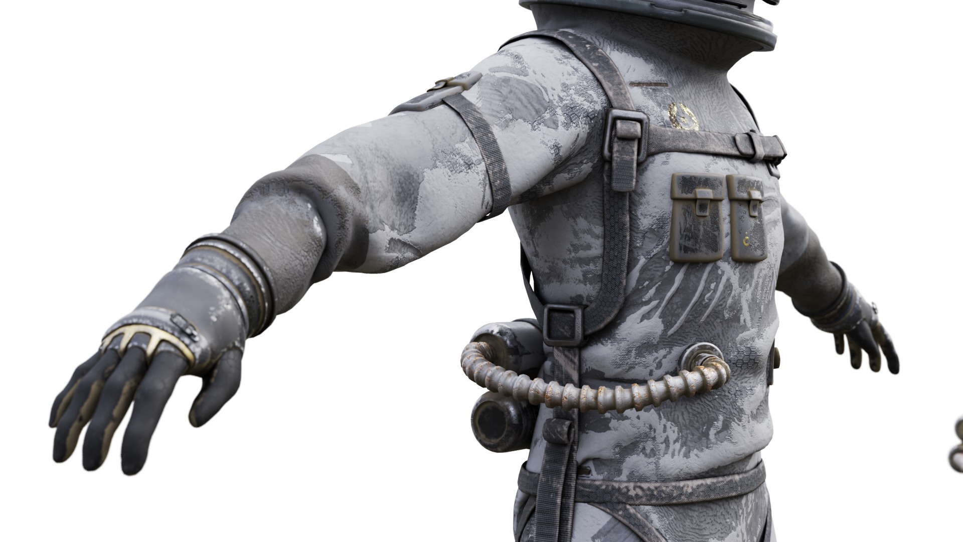 Spacesuit Old worn Astronaut Suit 3D model_8