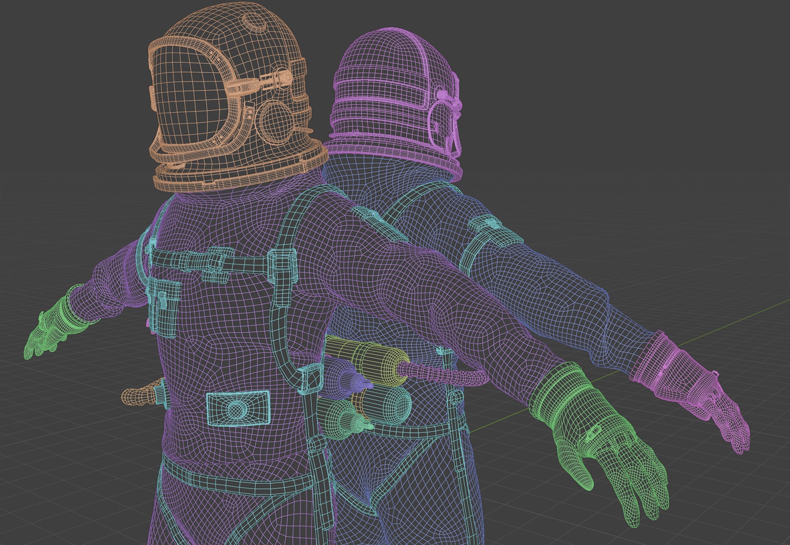 Spacesuit Old worn Astronaut Suit 3D model_13