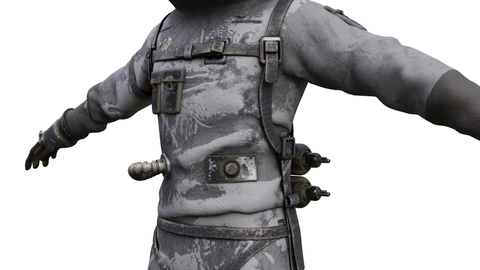 Spacesuit Old worn Astronaut Suit 3D model_6
